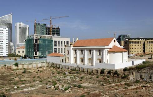 A general view shows the Magen Abraham Synagogue, currently undergoing restoration, in the Lebanese capital Beirut on 19 October 2010. Located in the former Jewish quarter of Wadi Abu Jamil, the synagogue was abandoned during Lebanon's civil war. (Photo: AFP - Joseph Eid)